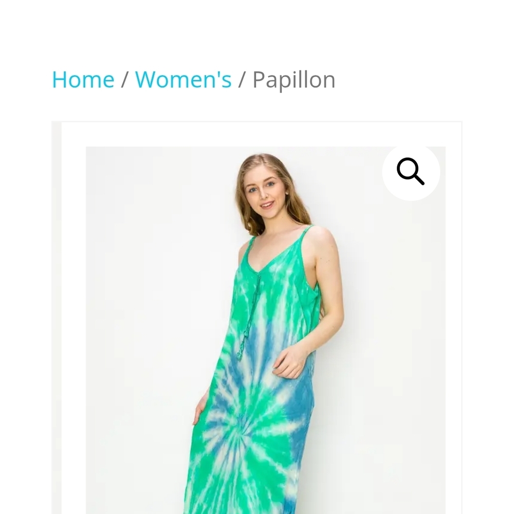 Papillon Blanc Green and Blue Tie-Dye Maxi Dress